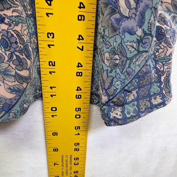 Plenty Dress Womens 4 Blue Pink Silk Chiffon Floral Paisley Ruched Timeless Midi - Picture 6 of 16